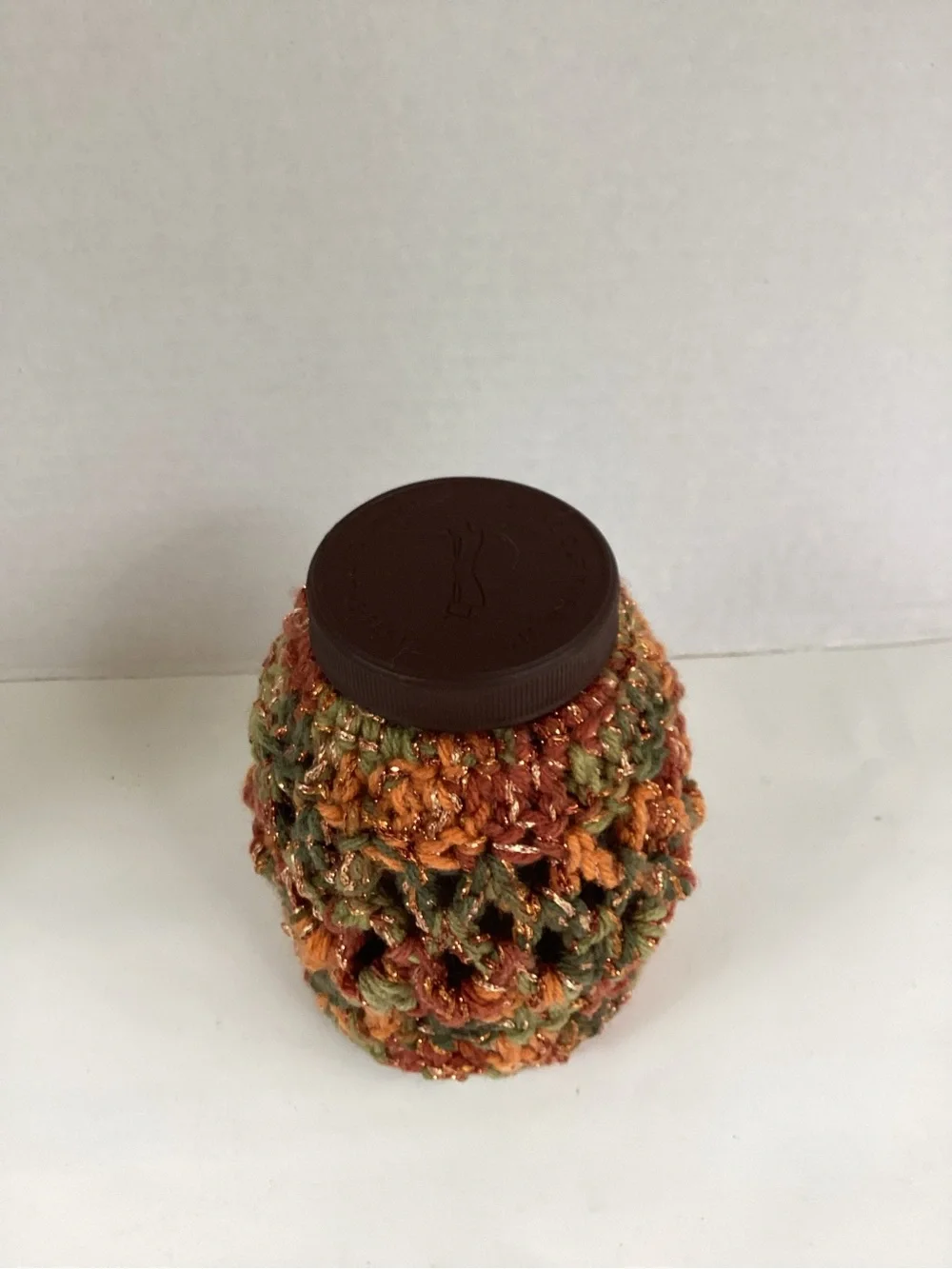 Vase Cover Jar Sleeve Hand Crafted Fall Floral Arrangement Orange Green Browns
